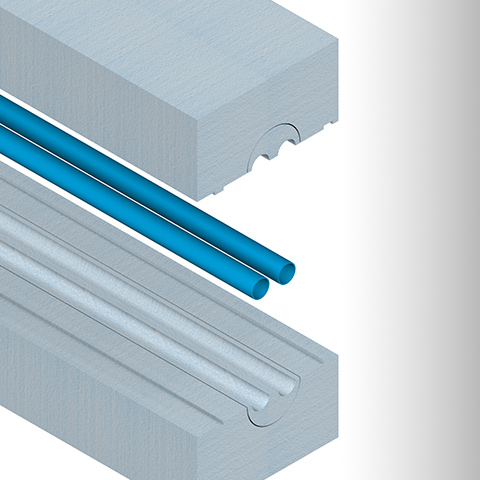 Bloc isolant pour tuyau souterrain type 2 SR. Pipe Styrorail